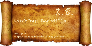 Kozányi Borbála névjegykártya