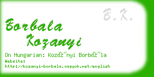 borbala kozanyi business card